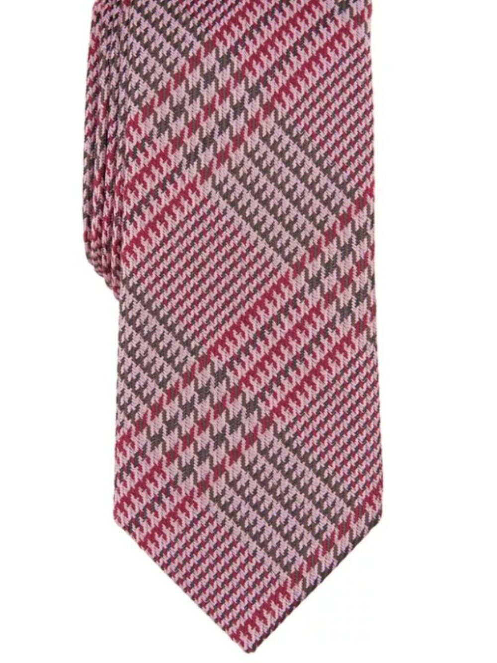 Bar III Mens Meadow Plaid Tie Rose OS